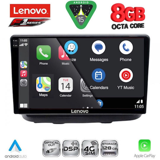 Lenovo Car Audio System for Fiat Doblo 2002-2009 (Bluetooth/USB/WiFi/GPS/Apple-Carplay/Android-Auto) with Touch Screen 10"