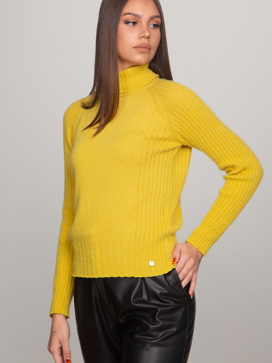 Women's Blouse Turtleneck Yellow