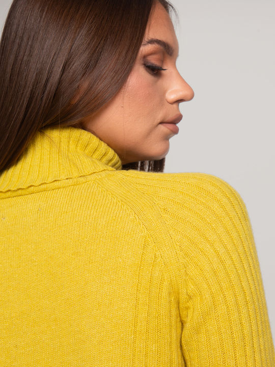 Women's Blouse Turtleneck Yellow