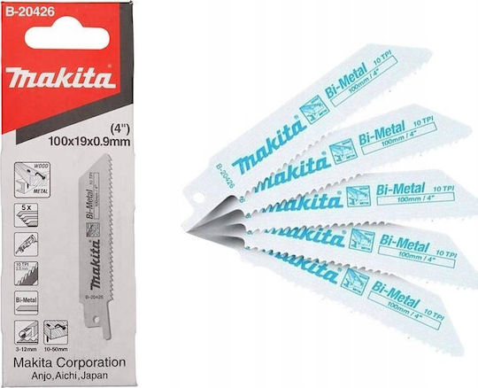 Makita Makita Reciprocating Saw Blade Bim 100x0.9mm 5 Pieces Wood Nails Metal