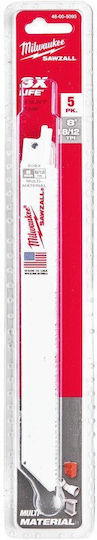 Milwaukee Saw Blade S Bimetal 200mm 8/12t 5 Pieces