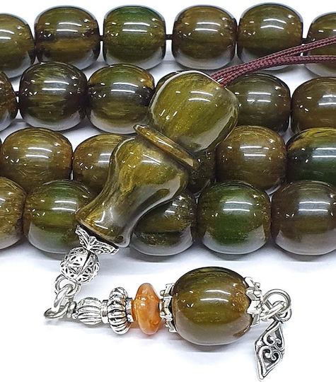 Roloi Komboloi Mastic Worry Beads with 33 Beads Green 36cm