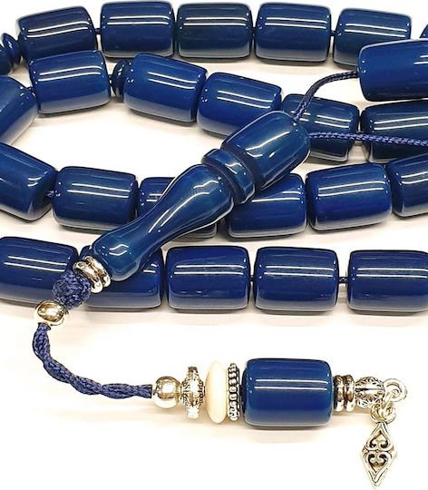 Roloi Komboloi Resin Worry Beads with 33 Beads Blue 40cm