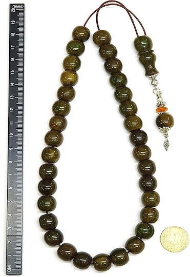 Roloi Komboloi Mastic Worry Beads with 33 Beads Green 36cm
