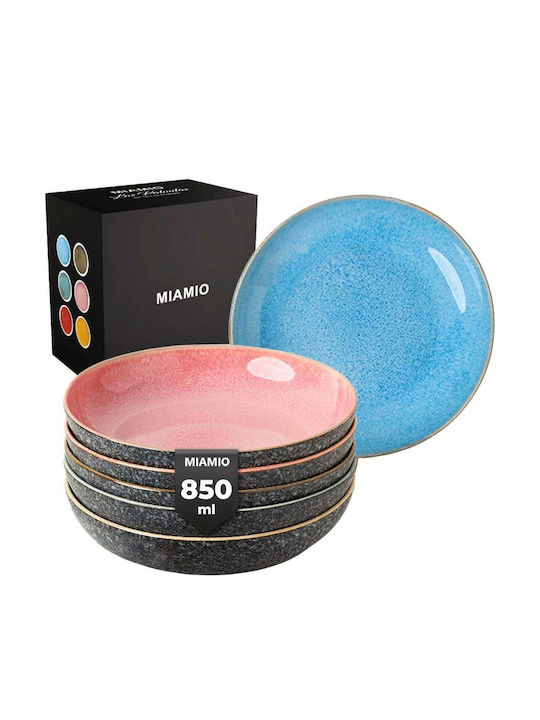 Miamio Las Palmitas Servierplatte Tief Keramik Mehrfarbig mit Durchmesser 22cm 6 Stück