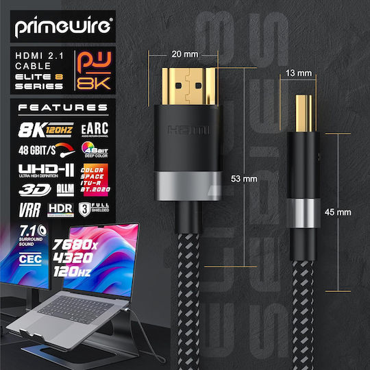– 8k HDMI 2.1 Geflochten Kabel HDMI-Stecker - HDMI-Stecker 0.5m Blau