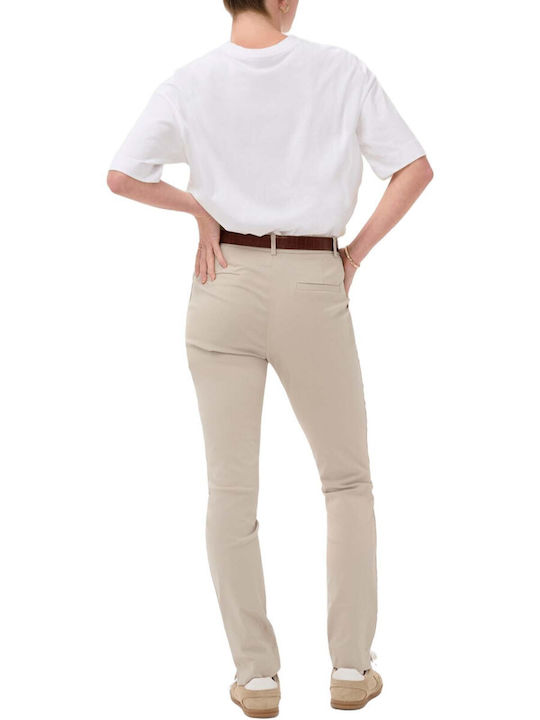 Damen Hoch tailliert Stoff Hose Beige