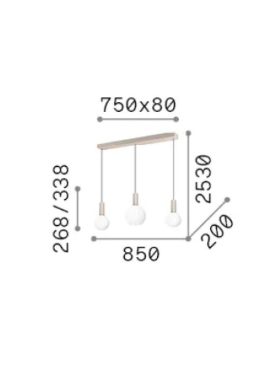 Ideal Lux Sp3 Κρεμαστό Φωτιστικό Λευκό LED Ράγα