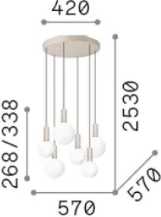 Ideal Lux Κρεμαστό Φωτιστικό Λευκό LED 57x57εκ.