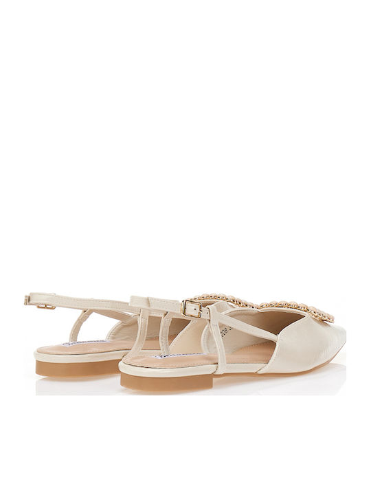 Damen Ballerinas Mit Riemen in Beige Farbe