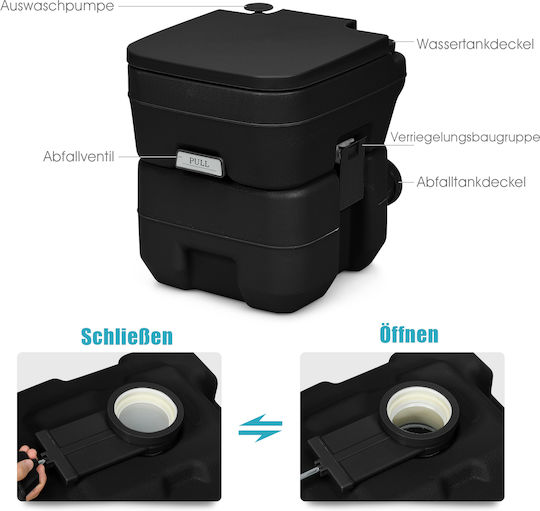 Costway Portable Camping Toilet 20L + 12L with Removable Waste Tank