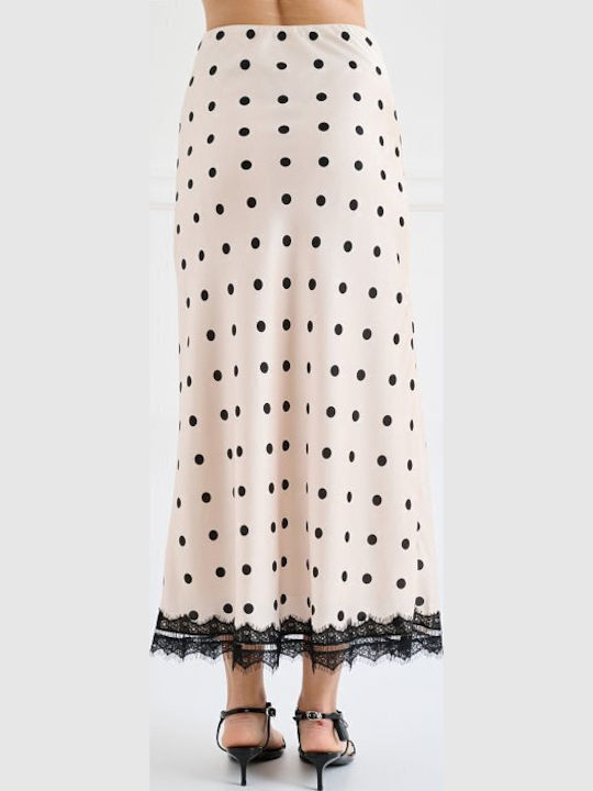 High-waisted Midi Skirt Polka Dot Ecru