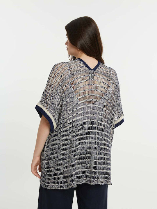 Short Women's Knitted Cardigan Bicolor