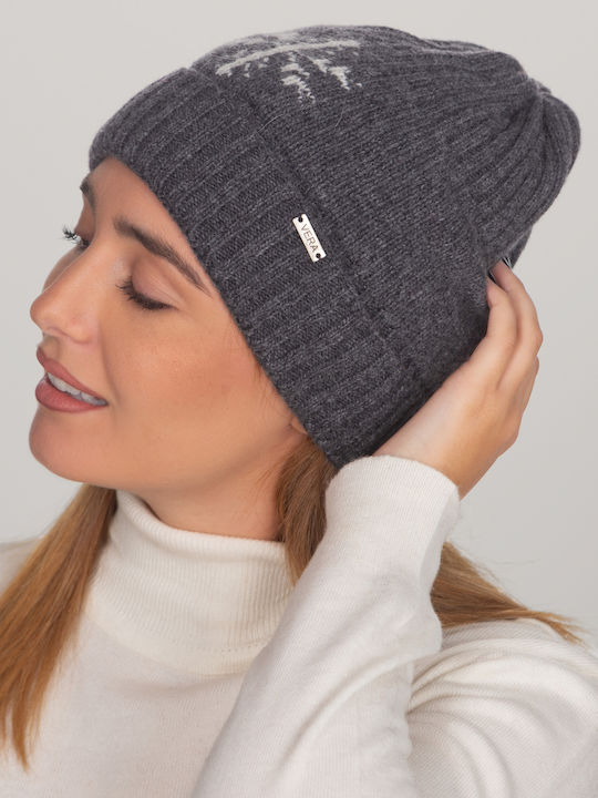 Beanie Γυναικείος Σκούφος Πλεκτός σε Γκρι χρώμα