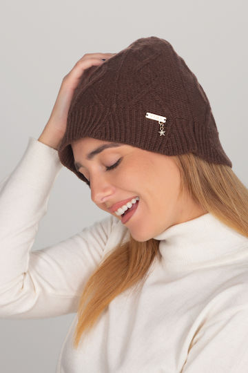 Beanie Γυναικείος Σκούφος Πλεκτός σε Καφέ χρώμα