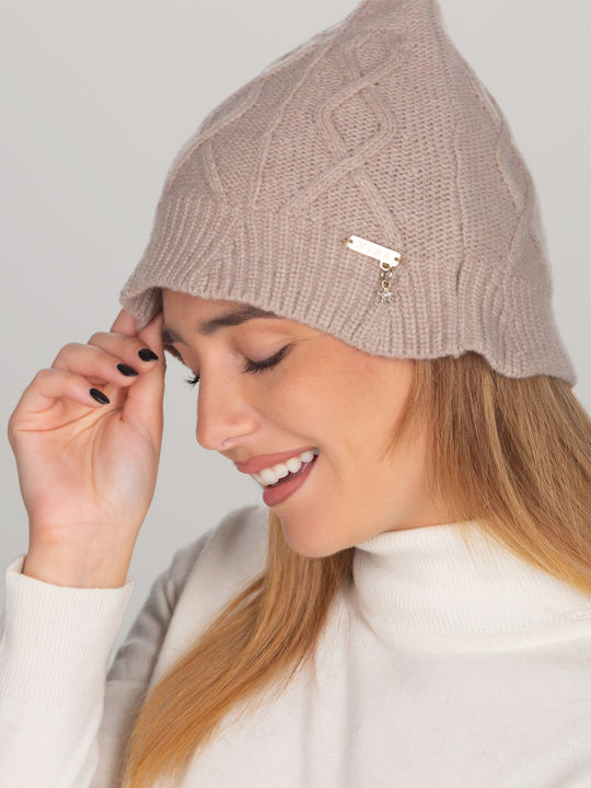 Beanie Beanie Knitted in Beige color