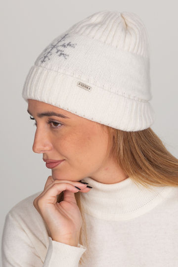 Beanie Γυναικείος Σκούφος Πλεκτός σε Εκρού χρώμα