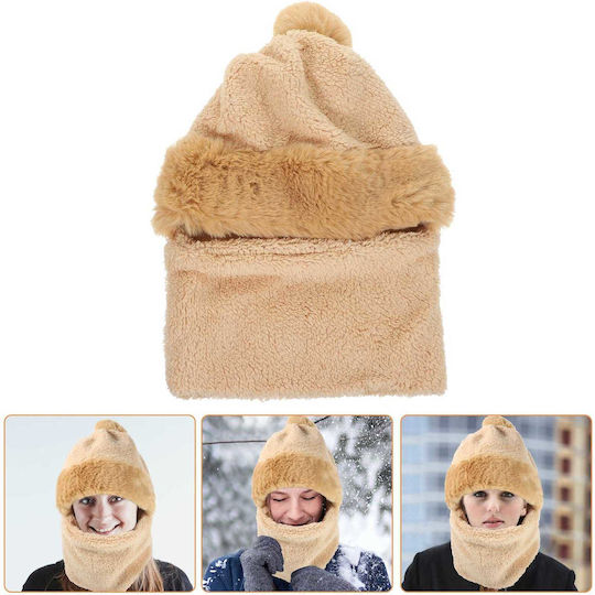 Winter Beanie Frauen Fleece Beanie Gestrickt in Braun Farbe