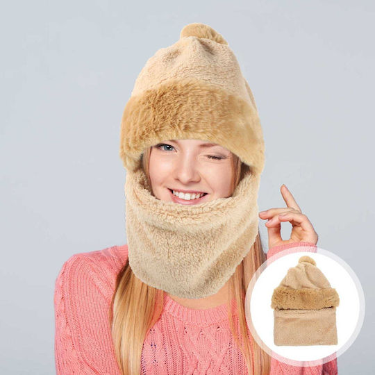 Winter Beanie Frauen Fleece Beanie Gestrickt in Braun Farbe