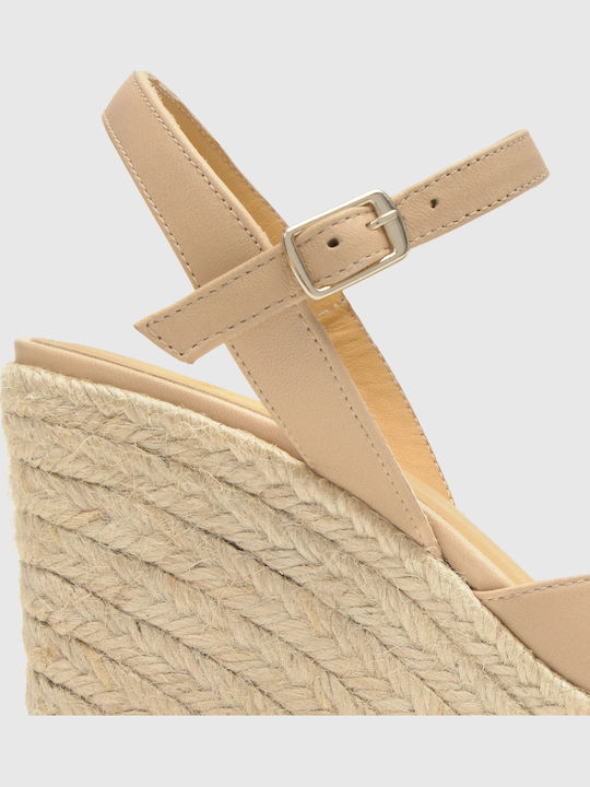 Women's Leather Platform Espadrilles Pink