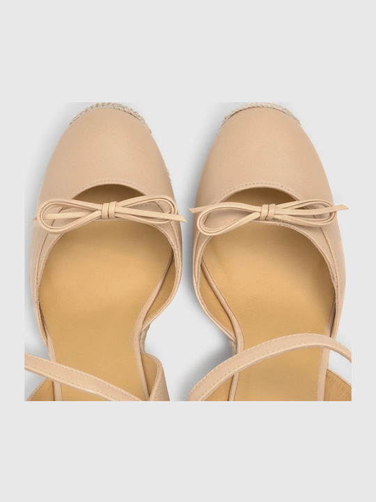 Women's Leather Platform Espadrilles Pink