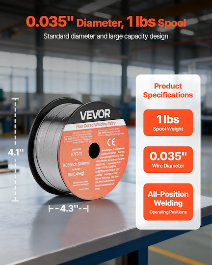 Vevor Flux Core Mig E71t-11 Welding Wire Rolls 0.9mm 2 Pieces Mighsyxhse71awqrf001v0