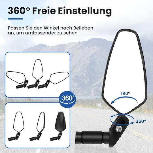 Bicycle Handlebar Mirror 360° Left & Right Black