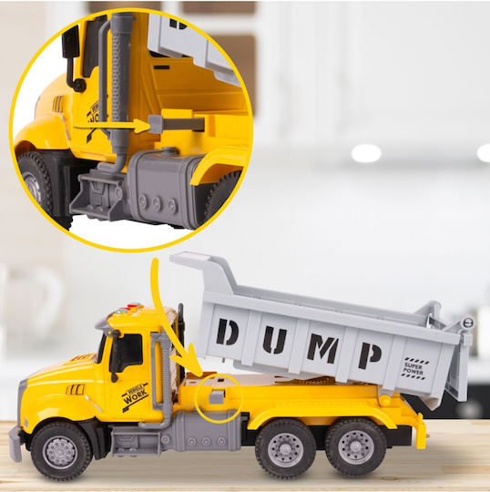 Interactive Dump Truck Children Realistic Design Movable Wheels Sound Light Effects Size 30 X 12.7 X 8.8 Cm