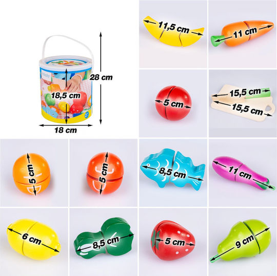 Kinderplay Joc cu fructe și legume din lemn 14buc