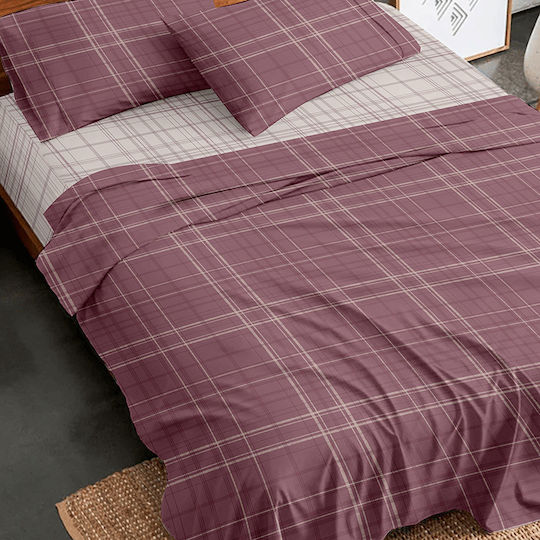 Sunshine Flannel 2066 Σετ Σεντόνια Υπέρδιπλα 230x260εκ. Bordeaux (4τμχ)
