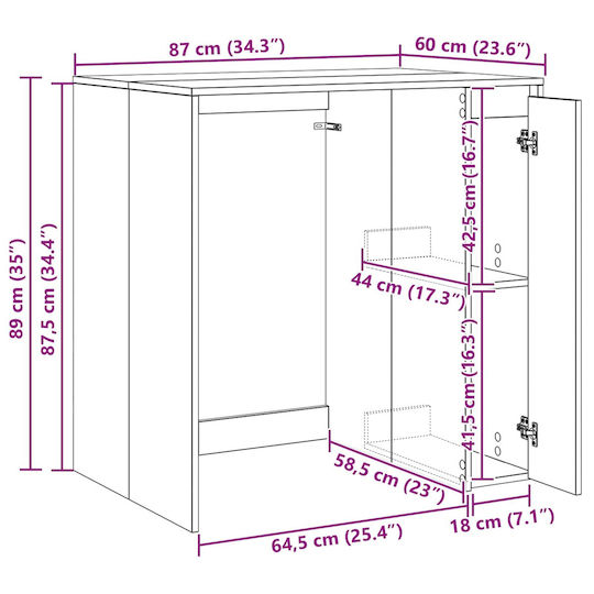vidaXL Bathroom Cabinet Laundry L87xW60xH89cm White