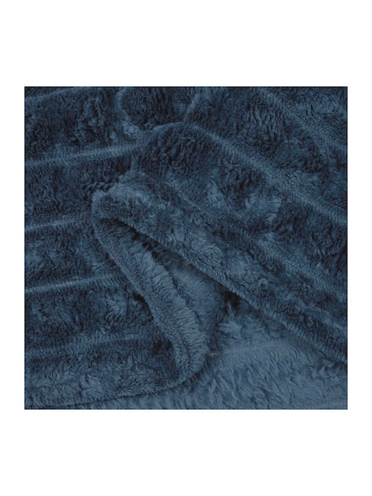 vidaXL Pătură Fleece Superdublă 240x220 cm Albastru Închis