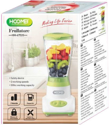 Hoomei Blender With Glass Jug 500 ml 180W Green