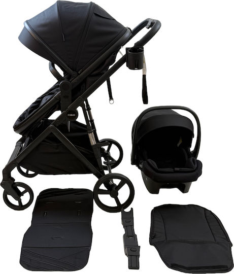 ForAll Fun Baby Star Adjustable 3 in 1 Baby Stroller Suitable for Newborn Black