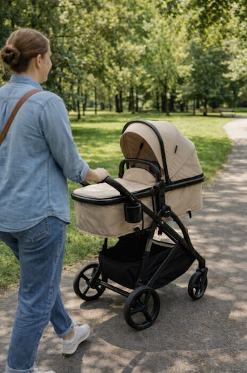 ForAll Fun Baby Star Verstellbar 3 in 1 Baby Kinderwagen Geeignet für Neugeborene Beige
