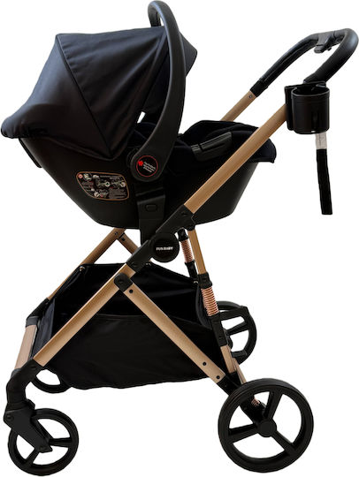 ForAll Fun Baby Star Adjustable 3 in 1 Baby Stroller Suitable for Newborn Black Gold