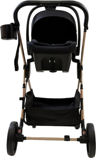 ForAll Fun Baby Star Adjustable 3 in 1 Baby Stroller Suitable for Newborn Black Gold