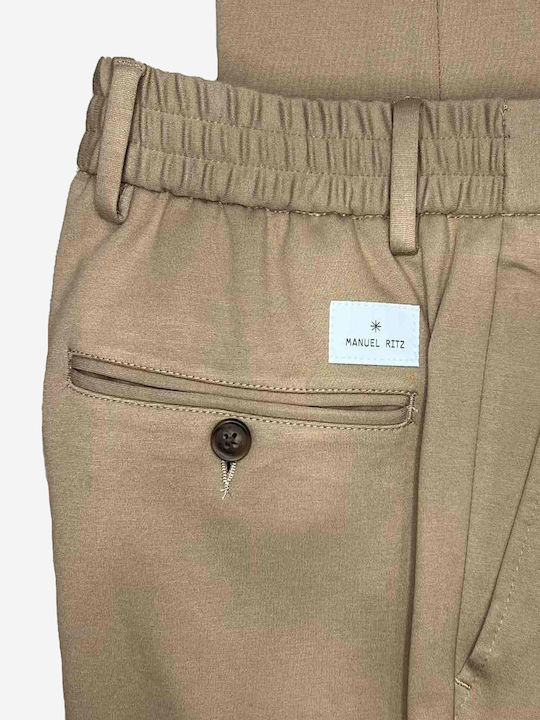 Elastic Beige Men's Trousers