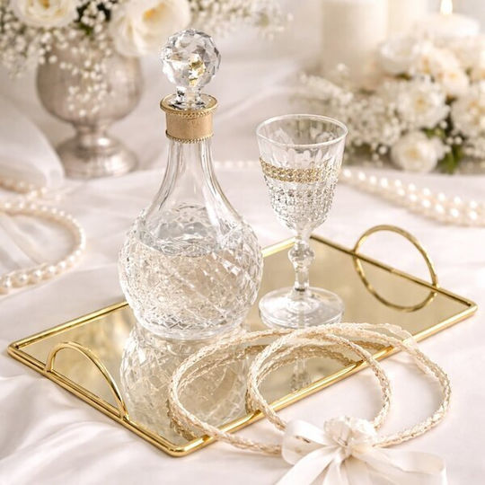 Faitakis Pack Wedding Tray made of Metal with Mirror Gold 1pcs