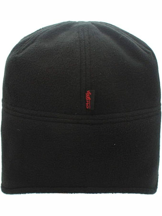 Σκουφάκι Διπλής Επένδυσης Αντιανεμικό Beanie Unisex Fleece Beanie Knitted in Black color