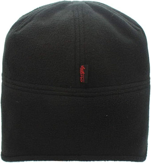Σκουφάκι Διπλής Επένδυσης Αντιανεμικό Beanie Unisex Fleece Σκούφος Πλεκτός σε Μαύρο χρώμα