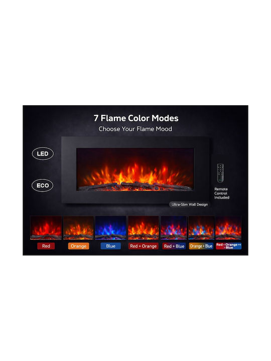 Hitense Wall Mounted Electric Fireplace 2000W 91x11.5cm Black