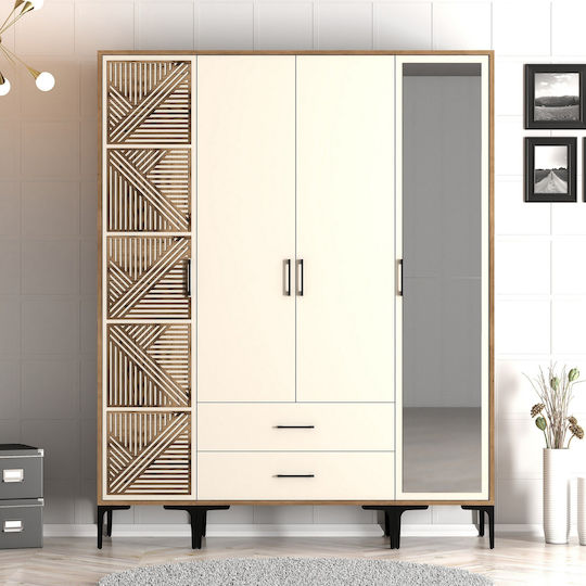 Гардероб Четири Врати Ptr Lidya Крем 160x47x201см