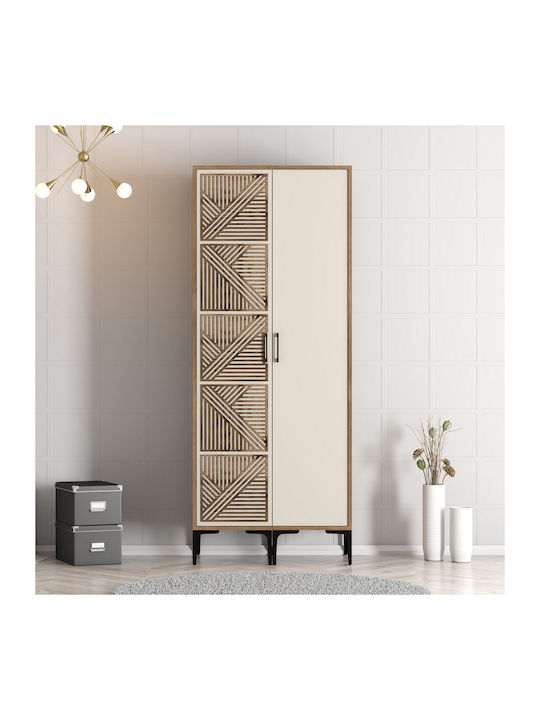 Ντουλάπα Δύο Πόρτες Ps Καρύδι Κρέμ 80x47x201cm