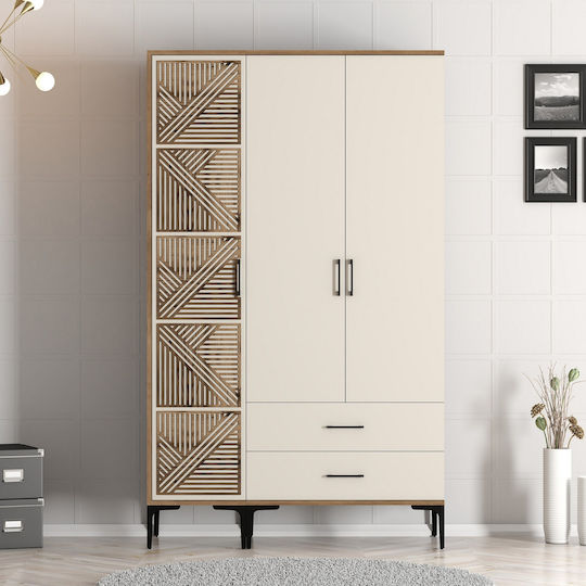 Kleiderschrank Drei Türen Pt Lidya Beige 120x47x201cm