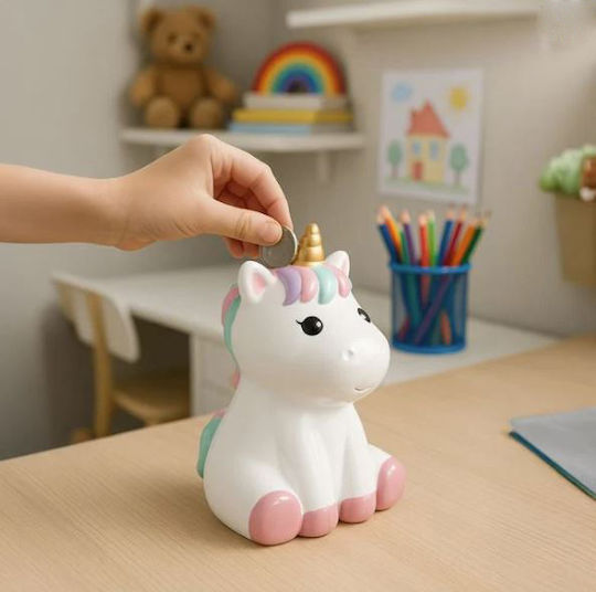 Κουμπαράς Unicorn Κεραμικός 12x12x19cm Σχισμή Τάπα