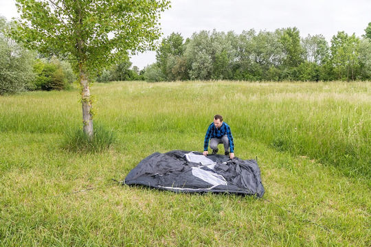 Acra Camping Tent Igloo Mountaineering Grey with Double Cloth 4 Seasons for 3 People Waterproof 3000mm 220x365x115cm
