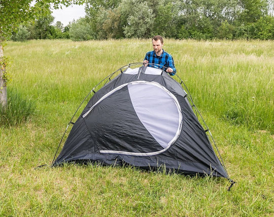 Acra Camping Tent Igloo Mountaineering Grey with Double Cloth 4 Seasons for 3 People Waterproof 3000mm 220x365x115cm
