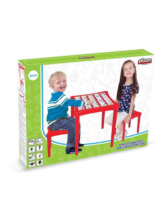 Set Masă cu Scaune pentru Copii din Plastic Roz Pilsan