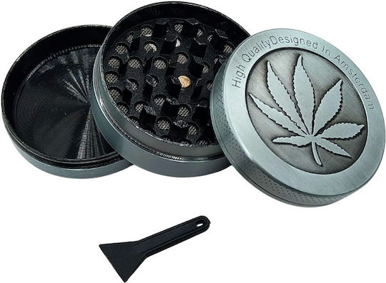 Grinder Τρίφτης Μεταλλικός 55mm 3 Θέσεων Ασημί Leaf